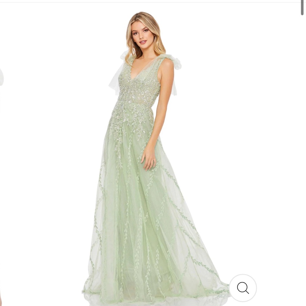 Mac Duggal Light Green Embellished Prom Dress